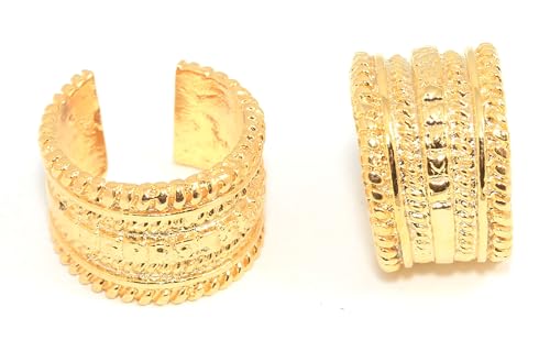 1/3/5 pcs 17x18mm 18K Gold Plated Adjustable Chain Ring – Thick Stacking Ring Brass Jewelry Finding (1)
