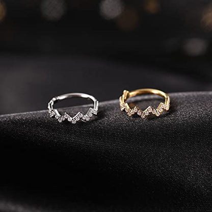 16G Cartilage Earring Hoop 316L Surgical Steel Daith Helix Conch Earrings Tragus Rook Earrings CZ Opal Septum Jewelry Seamless Clicker Nose Rings Hinged Segment Ring Hoop Earring for Women Men - color: 1PC,Gold,Sawtooth Shape with CZ