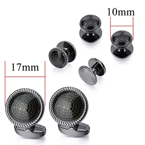 HAWSON Mens Cufflinks and Tuxedo Studs Set in Gift Box, Easy to Wear, Gifts or Jewelry for Men, Wedding Accessories, Designed - color: Black