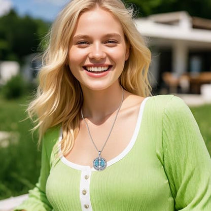 ONEFINITY Lighthouse Necklace for Women Sterling Silver Lighthouse Pendant Necklace Birthday Jewelry Gift for Women - color: Turquoise Anchor Compass