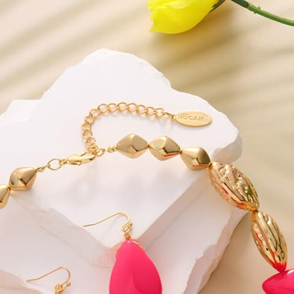 Bocar Chunky Beaded Necklace - color: Rose-Set
