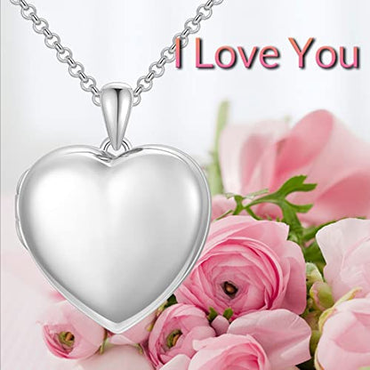 SOULMEET 10K 14K 18K Solid White Gold/Silver Minimalist Style/Infinity Sunflower Heart/Oval Locket Necklace That Holds 1 or 2 Pictures Personalized Photo Locket Necklace Letters Engraving - style: B1-white locket only