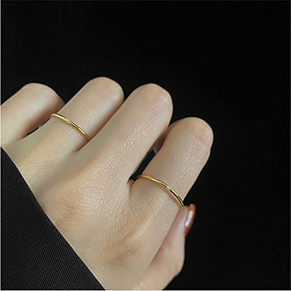 Women's Stainless Steel 1MM Thin Plain Midi Stacking Ring Band Comfort Fit, Size 3 to 10 - color: Dome - G (with 1 cz)