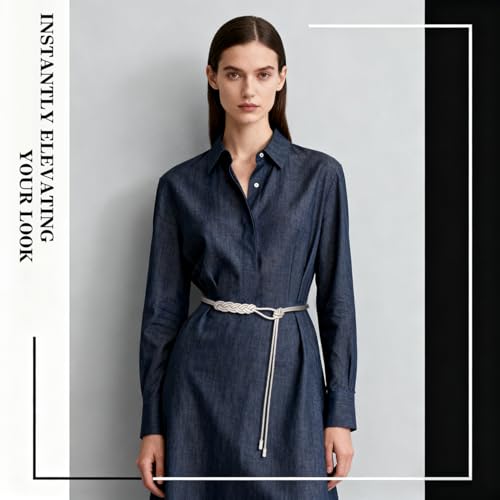 Women's Knotted Thin Waist Belt PU Leather Skinny Belts for Dresses Pants - color: Plaited Hair-white