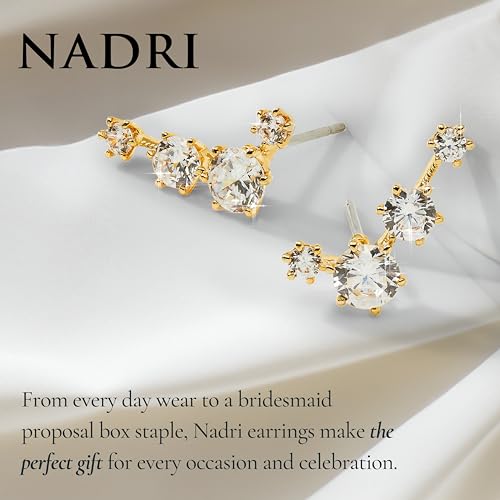 Nadri Climber Earrings for Women - Bridal Gifts and Wedding Jewelry - Ear Cuffs and Ear Climbers - color: Gold