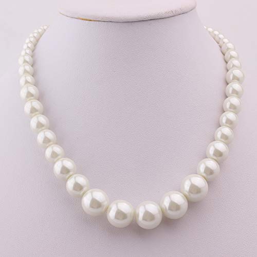 Handmade Faux Pearl Necklace and Clip on Earrings Jewelry Sets for Women Bib Choker Collar Necklace - color: 40cm Necklace+Clip Earrings