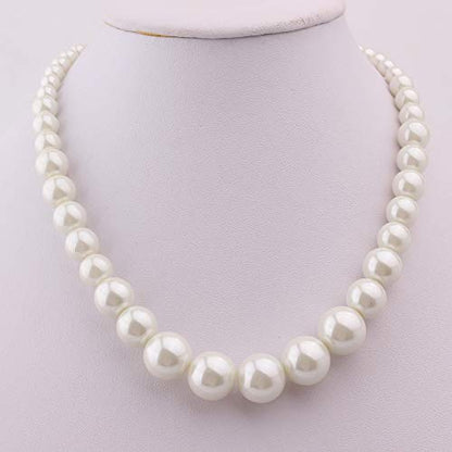 Handmade Faux Pearl Necklace and Clip on Earrings Jewelry Sets for Women Bib Choker Collar Necklace - color: 40cm Necklace+Clip Earrings