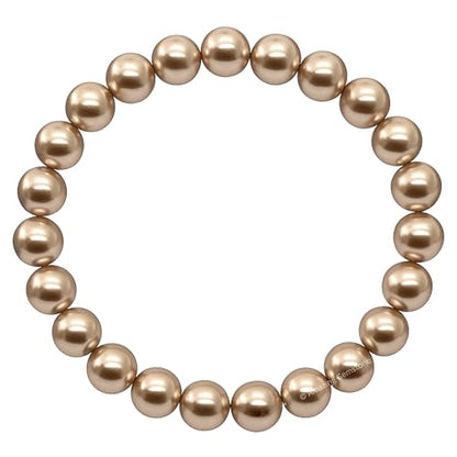 Amazing Gemstone Champagne Pearl Bracelet for Women Men's Gifts | Protection Healing Crystal Bracelet - 8mm Beaded Stretchable Bracelet Stocking Stuffers Mothers Day Gift - color: Champagne Pearl