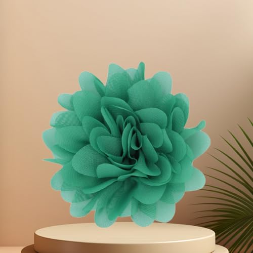 Satin Fabric Large Flower Brooch Pin Dainty Handmade Big Rose Flower Brooches Blossom Lapel Pins Silk Camellia Flowers Pin Wedding Dance Prom Party Banquet Dresses Suit Clothes Jewelry for Women - color: Green
