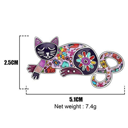 NEWEI Cat Brooch Pins for Women Girls Jacket Bag Charms Cat Pins Jewelry Gifts - color: Violet Purple
