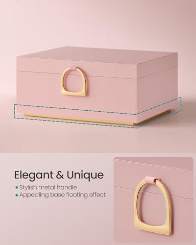 SONGMICS 2-Layer Jewelry Box, Jewelry Organizer with Handle, Removable Jewelry Tray, Jewelry Storage, Floating Effect, 8.1 x 9.4 x 4.3 Inches, Gift Idea, Jelly Pink UJBC165R01 - color: Jelly Pink
