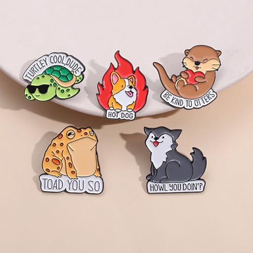 5Pcs Cute Coffee Cat Sloth Enamel Pin Set Cartoon Animal Coffee Cup Brooch Badges, Funny Lapel Pins for Backpacks, Jackets, Bags, Coffee Lover Gift - color: JH-066
