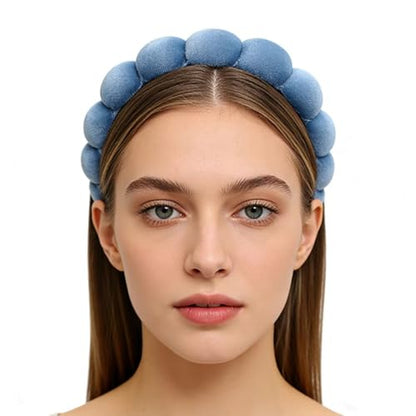 Headbands Women Hair Head Bands, Padded Fabric Hair Bands Wide Velvet Non Slip Headband Hair Accessories for Women Girls, Blue - color: Blue