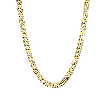 Gold Chain Necklace, 20 Inch 14K Gold Plated Chunky Curb Chain | Bold Wide Chain Necklace with Eye-Catching Golden Finish, Ideal for Parties, Events, and Trendy Outfits - style: 20inch-0.8cm