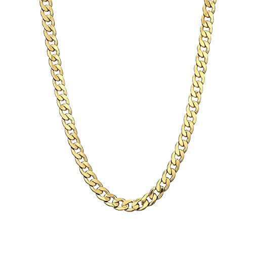 Gold Chain Necklace, 20 Inch 14K Gold Plated Chunky Curb Chain | Bold Wide Chain Necklace with Eye-Catching Golden Finish, Ideal for Parties, Events, and Trendy Outfits - style: 20inch-1cm