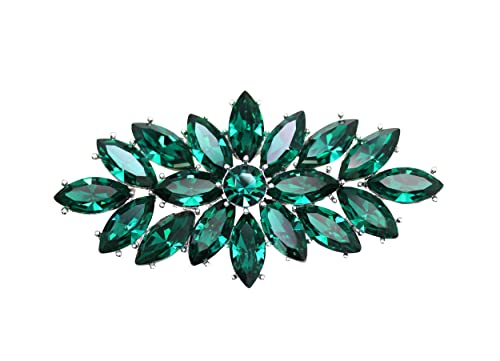 Faship Big Marquise Pin Brooch Vintage Style - color: Emerald