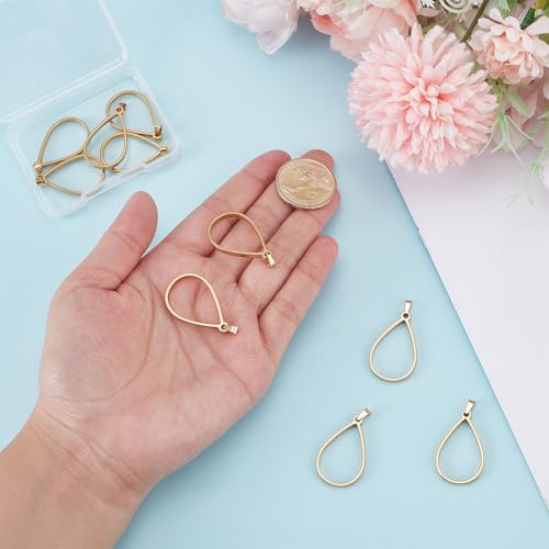 UNICRAFTALE 10Pcs Teardrop Open Back Bezel Pendants Stainless Steel Ring Frame Pendants Geometric Blanks Charms Hollow Frame Pendant Cabochon Settings for Necklace Bracelet Jewelry Making - color: Gold