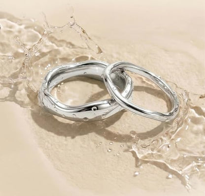 Gold Rings for Women Men Non Tarnish, Waterproof Chunky 14K Gold Plated Dainty Stackable Rings Trendy Statement Pinky Thumb Rings Engagement Eternity Wedding Band Ring Stacking Gold Jewelry Size 3 4 5 6 7 8 9 10 11 - color: Silver, size: 4
