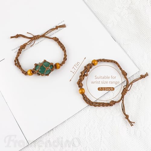 Framendino, 12 Pack Crystal Bracelet Holder Empty Adjustable Stone Cage Cord for DIY Jewelry Making