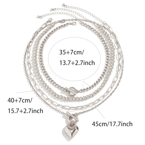 Otxas Layered Gold Necklaces for Women Non Tarnish Chunky Necklace | Stacked Necklaces for Women Heart Pendant Toggle Necklace Paperclip Chain Necklaces for Daily Wear, Party, Gift - style: Style 2