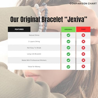 Set Of 2 Couples Bracelet Magnetic Healing Natural Bead Stone Stretch Bracelet Unisex Anniversary, Friendship, Valentine, Christmas Gift - color: Howlite+Blue Weathered, style: Without Giftbox