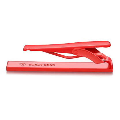 HONEY BEAR 1.57" Skinny Tie Clip Bar for Men Steel Business Wedding Gift | Classic Minimalist, Steel-Plated Copper Base, Gift-Boxed, Thickened, Rounded Corners, Easy to Slide On, No Snag or Wrinkle - style: Red 4cm