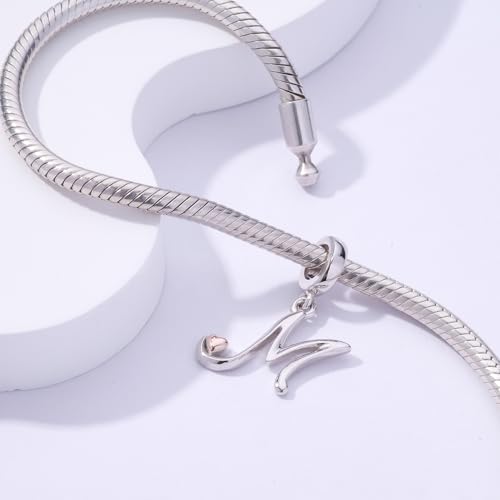 Letter Charms for Pandora Bracelets 925 Sterling Silver Alphabet Initial Charms Bead Jewelry Gift for Women - style: Initial M