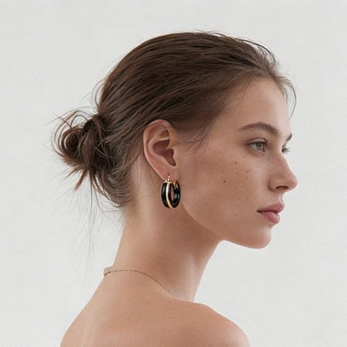 Chunky Hoop Earrings for Women Large Hoop Statement Earrings Vintage 18k Gold Plated Leopard Cheetah Print Resin Earring Lightweight Hoops Statement Jewelry Gifts Accessories Outfits Trendy Gifts