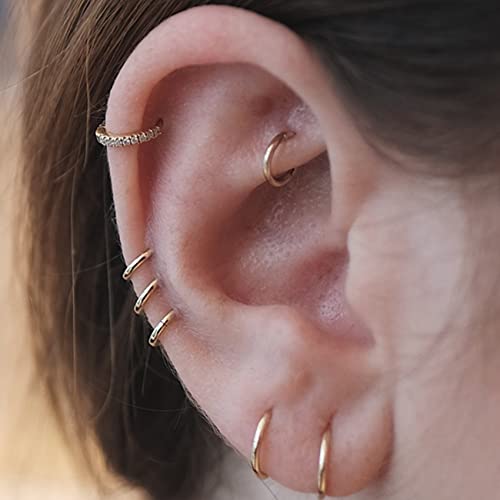 EPIRORA Silver Hoop Earrings- Cartilage Endless Small Hoop Earrings Set for Women Men, 3 Pairs of Hypoallergenic 925 Sterling Silver Tragus Earrings Nose Lip Rings - color: 3 Pairs(8/10/12mm)-Gold
