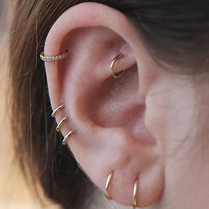 EPIRORA Silver Hoop Earrings- Cartilage Endless Small Hoop Earrings Set for Women Men, 3 Pairs of Hypoallergenic 925 Sterling Silver Tragus Earrings Nose Lip Rings - color: 3 Pairs(8/10/12mm)-Gold
