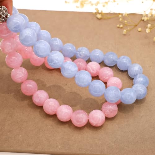 JNF Chunky Beaded Necklaces Women Large Big Ball Bead Choker Necklace Bold Statement Beads jewelry Gift - color: gemstone neckalce sea blue