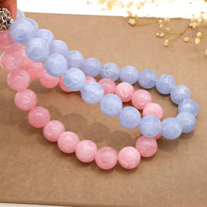 JNF Chunky Beaded Necklaces Women Large Big Ball Bead Choker Necklace Bold Statement Beads jewelry Gift - color: gemstone neckalce sea blue