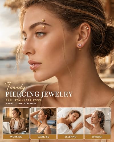 YACHY 11PCS/9PCS 16G Eyebrow Piercing Jewelry for Women Men, Eyebrow Rings Rook Earrings Rook Piercing Jewelry Belly Lip Ring Curved Barbells Eyebrow Piercing Cartilage Daith Helix Tragus Body Piercings - color: 11PCS-8mm-Silver