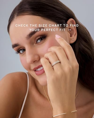 PAVOI 925 Sterling Silver Wedding Band for Women, 14K Gold Plated CZ Ring | Dainty Stackable Rings for Women, Cubic Zirconia Eternity Rings - color: 1-Pack White Gold