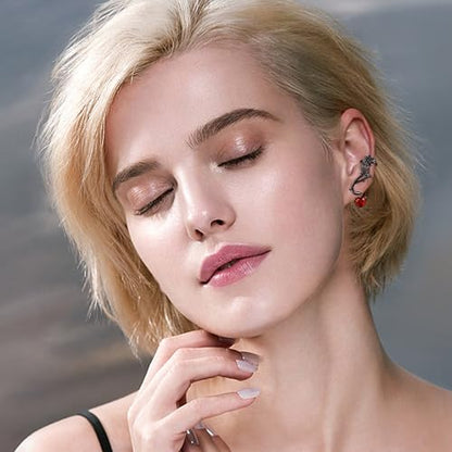 Ear Climbers Earrings for Women Sterling Silver Vintage Ear Crawler Earrings Jewelry Gifts for Women - style: black rose