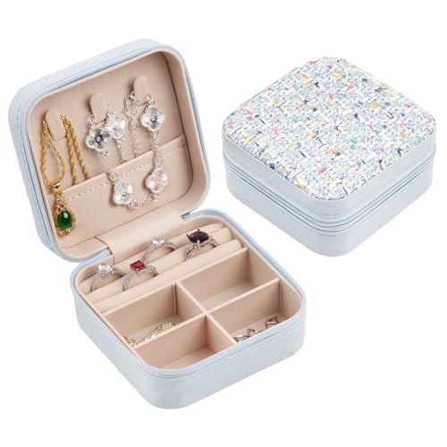 Stylish Portable Mini jewelry box, Travel jewelry organizer (Blue) | Travel jewelry case with cotton yarn knitting top, Thank you gifts for women, Birthday gifts for girls. - color: blue
