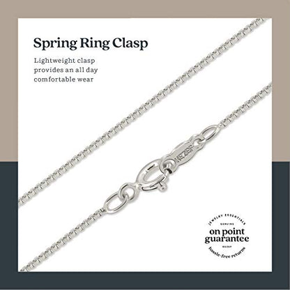 KEZEF 925 Sterling Silver Box Chain Necklace for Women & Men, 0.7mm Thin Chain Necklace, Available in Sterling Silver, Gold Plated & Rose Gold Plated Finishes, Made in Italy - color: Sterling Silver, size: 15 Inch