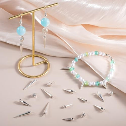 Cone Charm, Punk Style Spike Pendants with Small Hole, Glossy Gothic Dangle Cone Pendants Charm - color: Silver,zinc alloy,100pcs,4 sizes