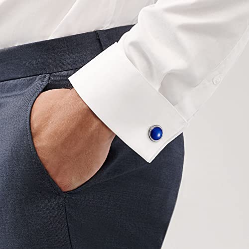 HAWSON Mens Cufflinks and Tuxedo Studs Set in Gift Box, Easy to Wear, Gifts or Jewelry for Men, Wedding Accessories, Designed - color: 2+6 Blue
