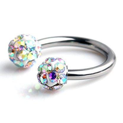 Ruifan Crystal Nose Septum Horseshoe Earring Eyebrow Lip Helix Tragus Cartilage Piercing Ring 16G 8mm - color: 3pcs - Mix Colors