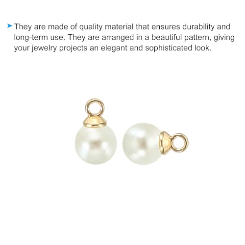 PATIKIL Pearl Charm, 100pcs Pearl Beads Faux Pearl Pendant Charm DIY for Jewelry Making Bracelets Earrings Necklace Crafts - color: Golden Beige, size: 6mm