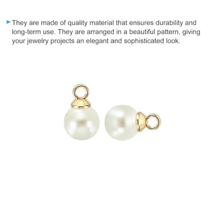 PATIKIL Pearl Charm, 100pcs Pearl Beads Faux Pearl Pendant Charm DIY for Jewelry Making Bracelets Earrings Necklace Crafts - color: Golden Beige, size: 6mm