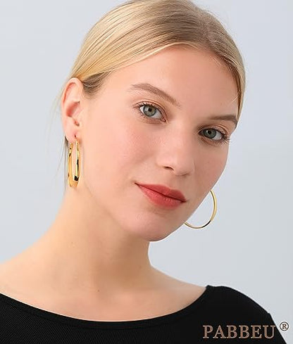 925 Sterling Silver Hoop Earrings Hypoallergenic Large Thin Hoops Earring | Lightweight Big Silver Hoops Hypoallergenic Large Hoop Earring for Women Sensitive Ears Oversize Hoops 30/40/50/60/70mm - color: 30mm Gold
