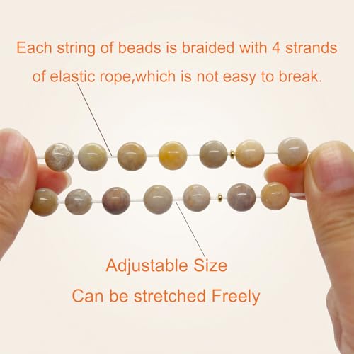 CoralTalks 12mm Handmade Natural Coral Jade Precious Round Beads Stretch Bracelet Unisex Adjustable Size