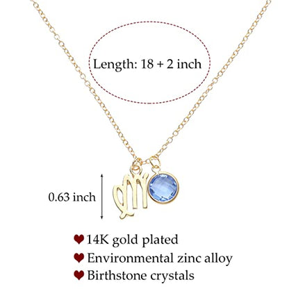 14k Gold Plated Zodiac Birthstone Crystal Pendant Necklace, Horoscope Sign Charm Necklace for Women Birthday Gift - color: Virgo-Sept.