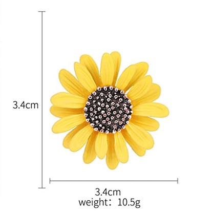 Multicolor Cute Daisy Flower Brooch Pins, Plant Sunflower Suit Lapel Pin,Pink Yellow White Sun Flower Dress Neckline Pin Enamel Charm Daisy Coat Collar Brooch for Women Girls Men Jewelry Gifts - color: F yellow