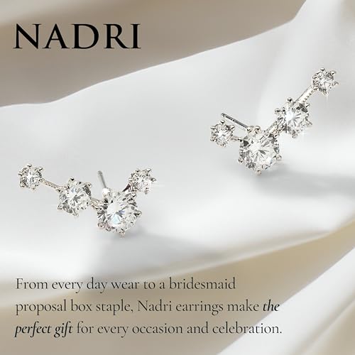 Nadri Climber Earrings for Women - Bridal Gifts and Wedding Jewelry - Ear Cuffs and Ear Climbers - color: Rhodium