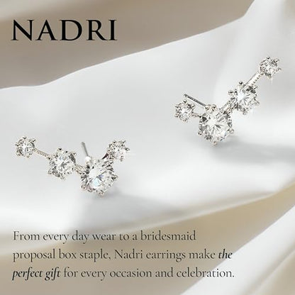 Nadri Climber Earrings for Women - Bridal Gifts and Wedding Jewelry - Ear Cuffs and Ear Climbers - color: Rhodium