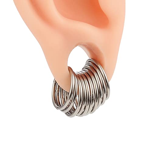 Casvort 10 PCS 16G Seamless Septum Nose Piercing Rings Segment Tragus Hoop Rings 316 Stainless Steel Helix Ring Stack Clickers Ear Plugs Hangers Women Body Jewelry - color: Silver Classic, size: 1.2*10mm 10 PCS