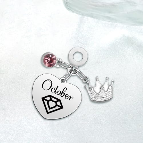 Birthday Gifts for Women Birthstone Charms for Bracelets Necklaces Jewelry Gift for Mom Wife Daughter Granddaughter Niece Sister Girlfriend - color: October